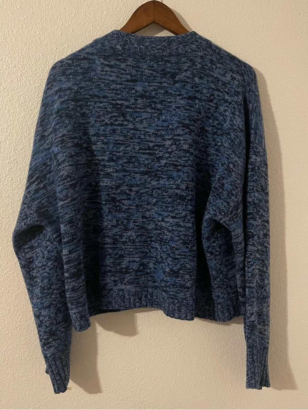 J. Crew 100% Cashmere Women’s XL Blue Marled Button-Shoulder Crewneck Sweater